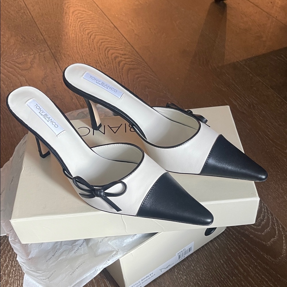 Tony Bianco Shirley Mule Bone / Black Size 9 Brand New In Box